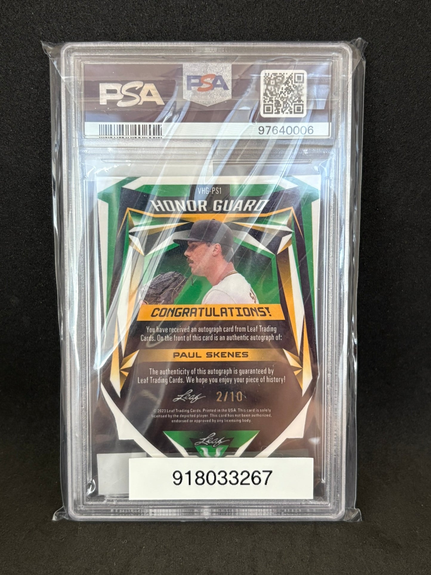 Paul Skenes Rookie 2023 Leaf Die Cut Autograph 2/10 PSA 9 - AUTO 10