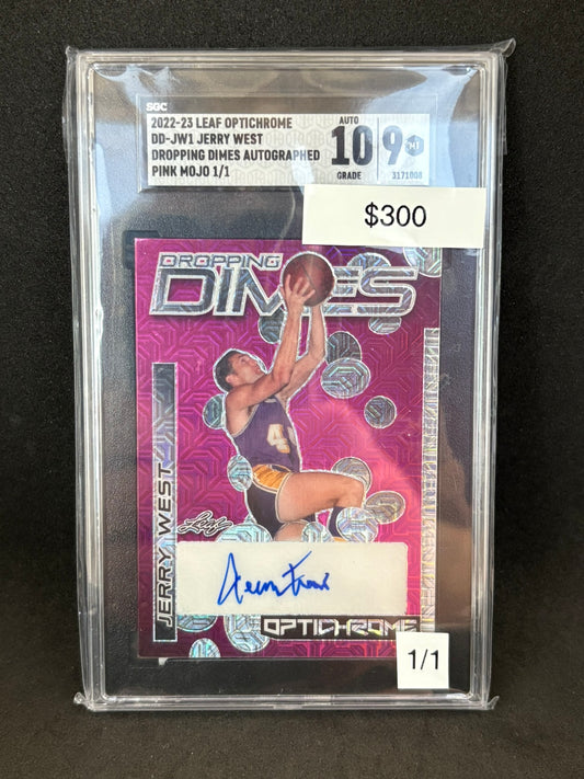 Jerry West Autograph 2022-23 Leaf Optichrome Pink 1/1 !