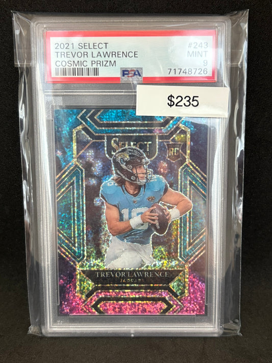 Trevor Lawrence 2021 select cosmic prizm PSA 9
