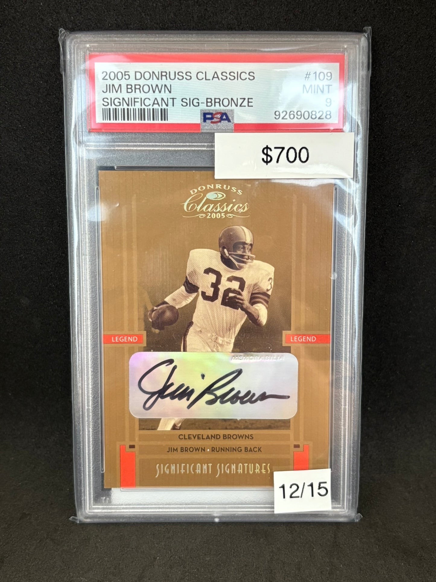 Jim Brown 2005 Donruss Classics Signatures PSA 9 12/15
